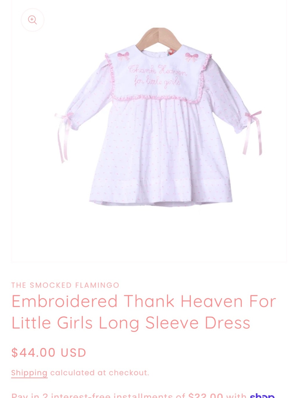 Classic Pink Embroidered Long-Sleeve dress for Girls